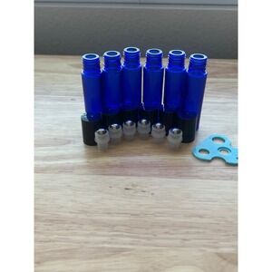 6 Cobalt Blue Glass Roller Bottles, 10 ml, Stainless Steel Roller Balls, EMPTY